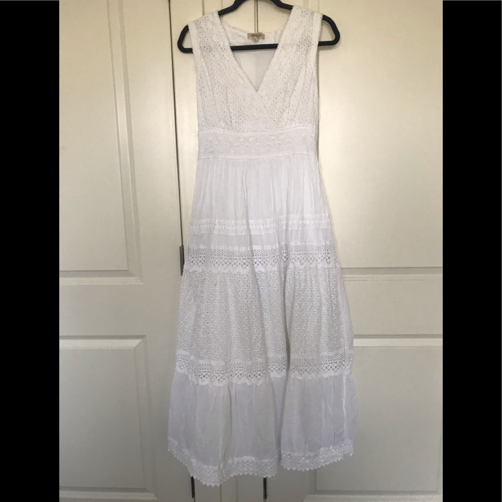 NWNT White Cotton Lace/Crochet Maxi Dress